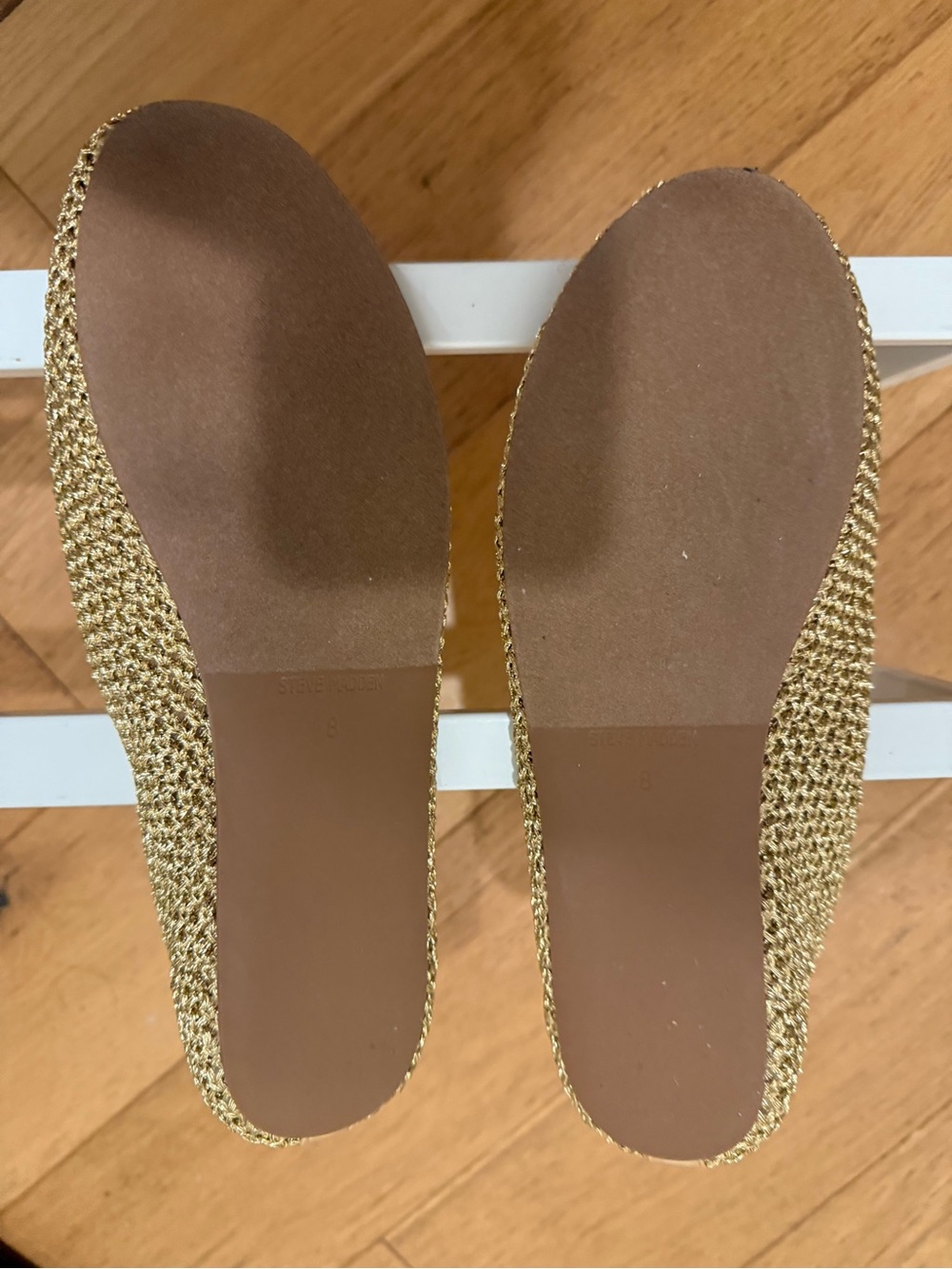 Steve Madden Metallic champagne Knit Slip-On Flats - Picture 4 of 8
